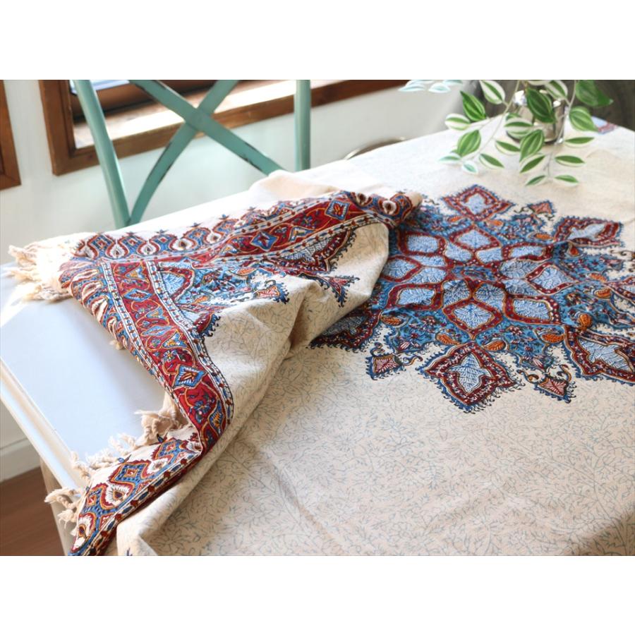 ペルシャ更紗 イラン手染め布 143x101cm アンバー系 ペイズリー イラン手染め布 テーブルクロス ソファーカバー | ブランド登録なし | 05