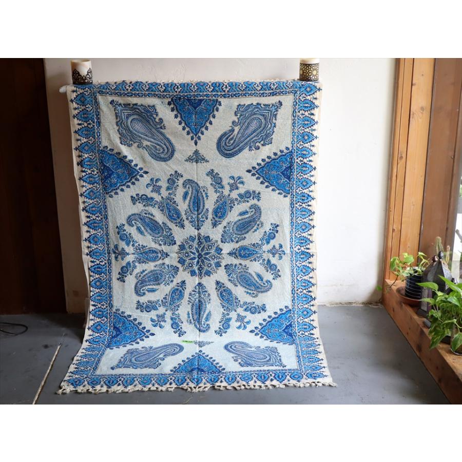 ペルシャ更紗 イラン手染め布 147×99cm ブルー系 ペイズリー テーブルクロス ソファーカバー |  | 05