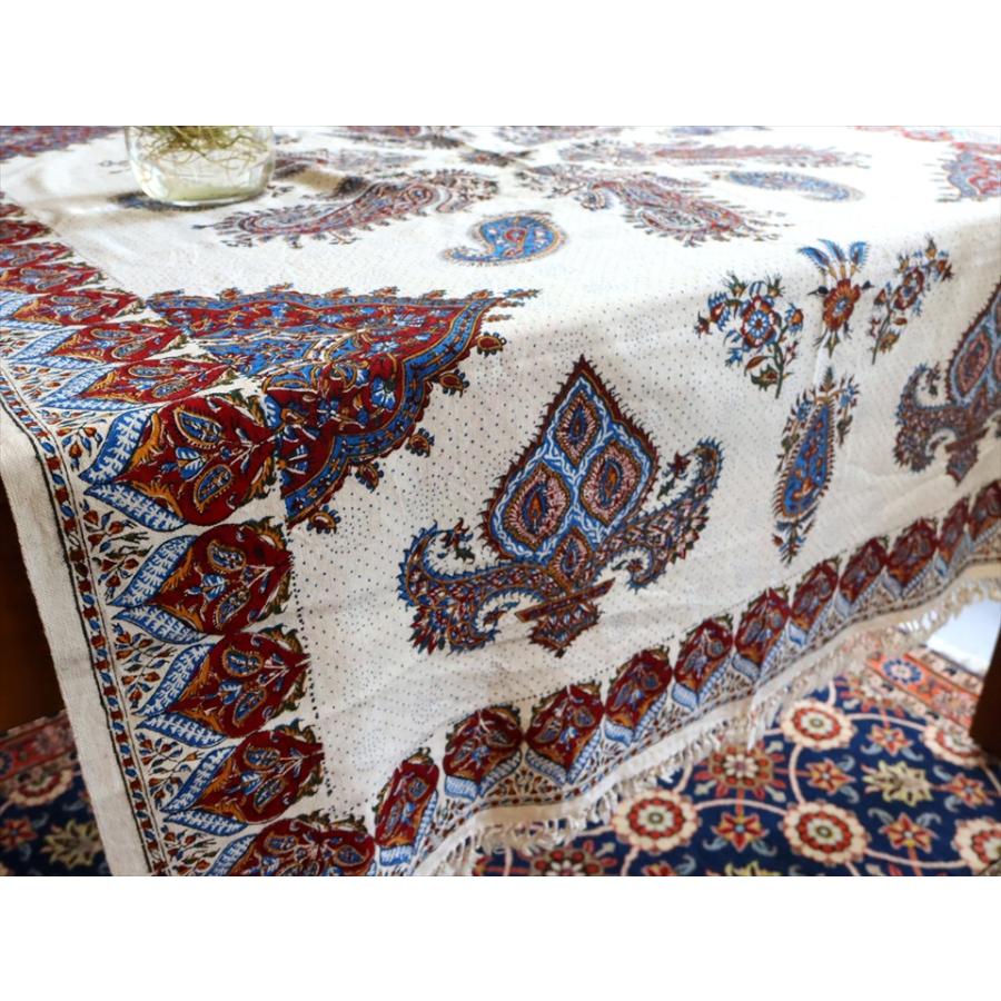 ペルシャ更紗 イラン手染め布 144×100cm アンバー系 ペイズリー テーブルクロス ソファーカバー |  | 03