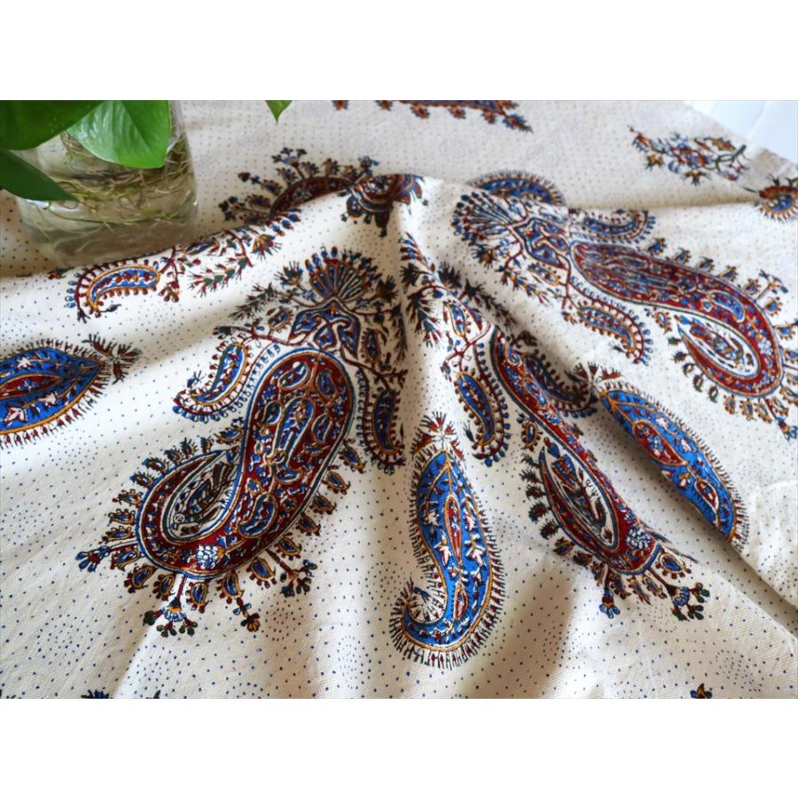 ペルシャ更紗 イラン手染め布 144×100cm アンバー系 ペイズリー テーブルクロス ソファーカバー |  | 04