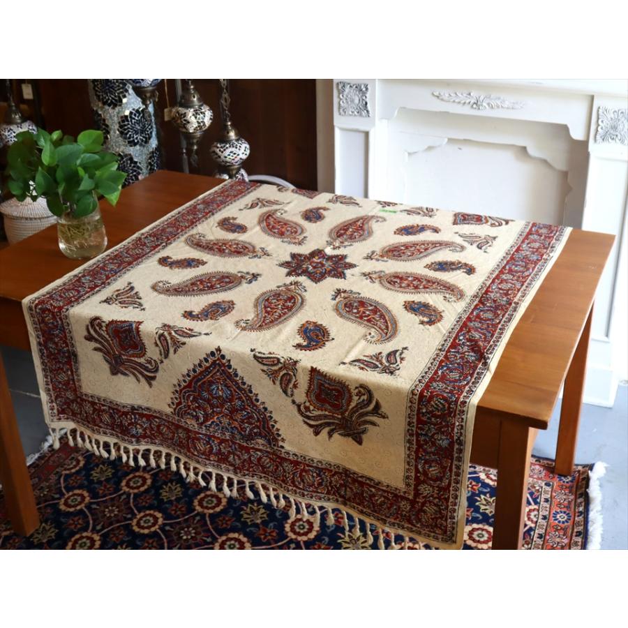 ペルシャ更紗 イラン手染め布 140×100cm アンバー系 ペイズリー テーブルクロス ソファーカバー |  | 01