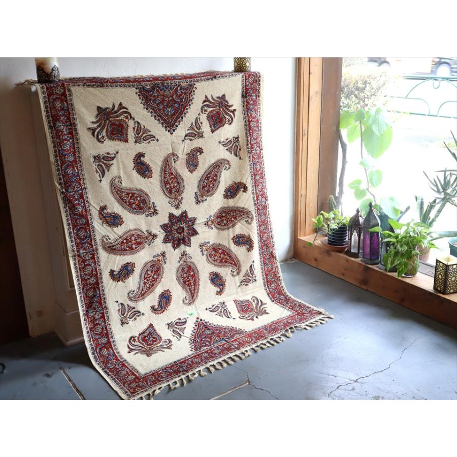 ペルシャ更紗 イラン手染め布 140×100cm アンバー系 ペイズリー テーブルクロス ソファーカバー |  | 05