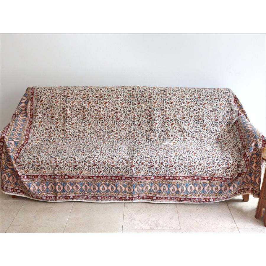 ペルシャ更紗 ガラムカール 229ｘ148cm アンバー系 フラワー柄 テーブルクロス ソファカバー | ブランド登録なし | 01