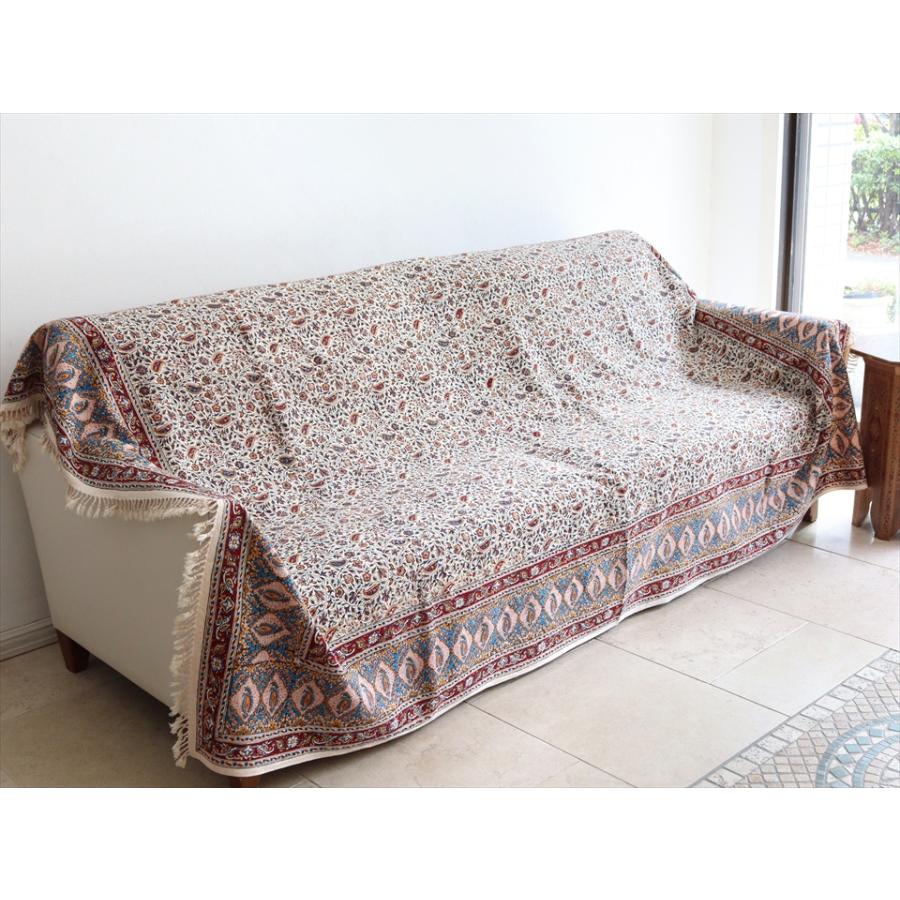 ペルシャ更紗 ガラムカール 229ｘ148cm アンバー系 フラワー柄 テーブルクロス ソファカバー | ブランド登録なし | 02