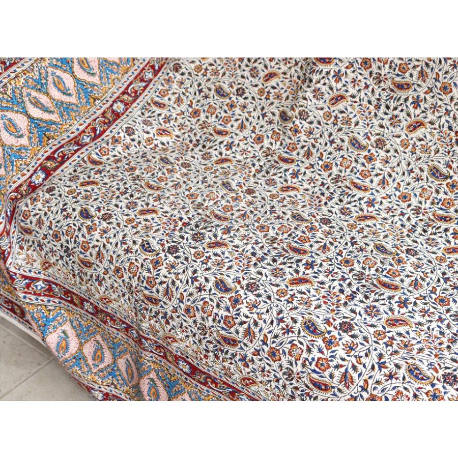 ペルシャ更紗 ガラムカール 229ｘ148cm アンバー系 フラワー柄 テーブルクロス ソファカバー | ブランド登録なし | 03