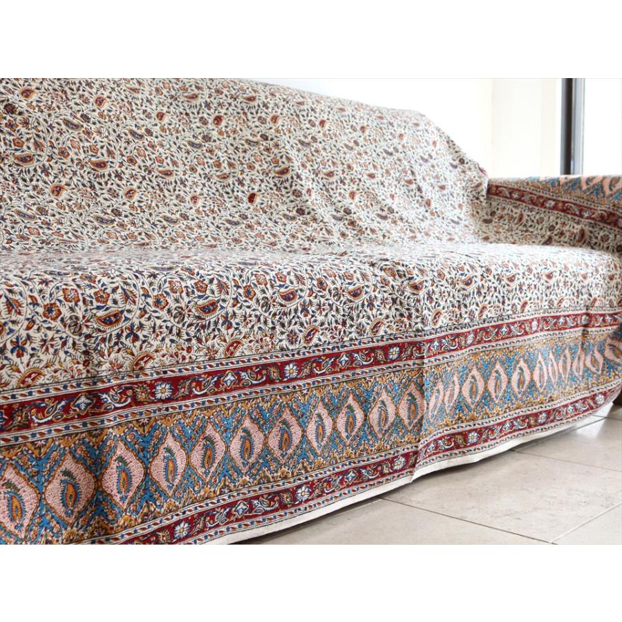 ペルシャ更紗 ガラムカール 229ｘ148cm アンバー系 フラワー柄 テーブルクロス ソファカバー | ブランド登録なし | 05