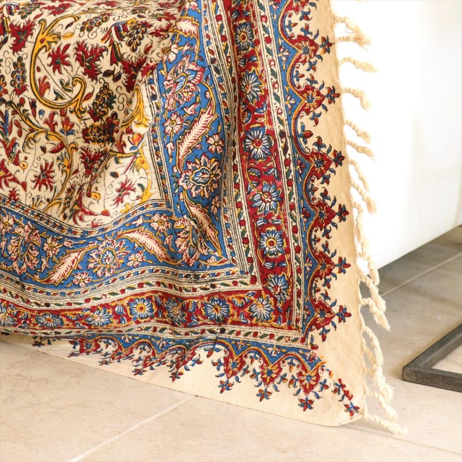 ペルシャ更紗 イラン手染め布 230×150cm アンバー系 葡萄柄 テーブルクロス ソファカバー |  | 05
