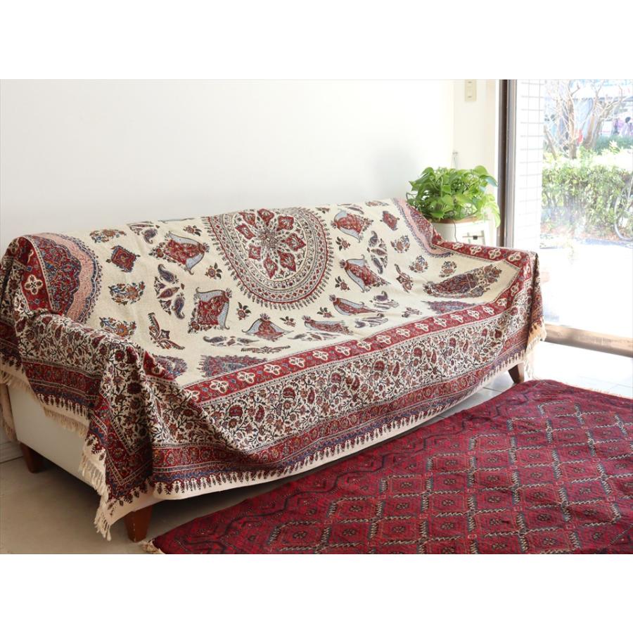 ペルシャ更紗 ガラムカール 262×208cm イラン手染め布 アンバー系 ペイズリー柄 ソファーカバー コットン マルチカバー | ブランド登録なし | 01