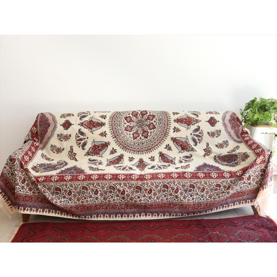 ペルシャ更紗 ガラムカール 262×208cm イラン手染め布 アンバー系 ペイズリー柄 ソファーカバー コットン マルチカバー | ブランド登録なし | 02
