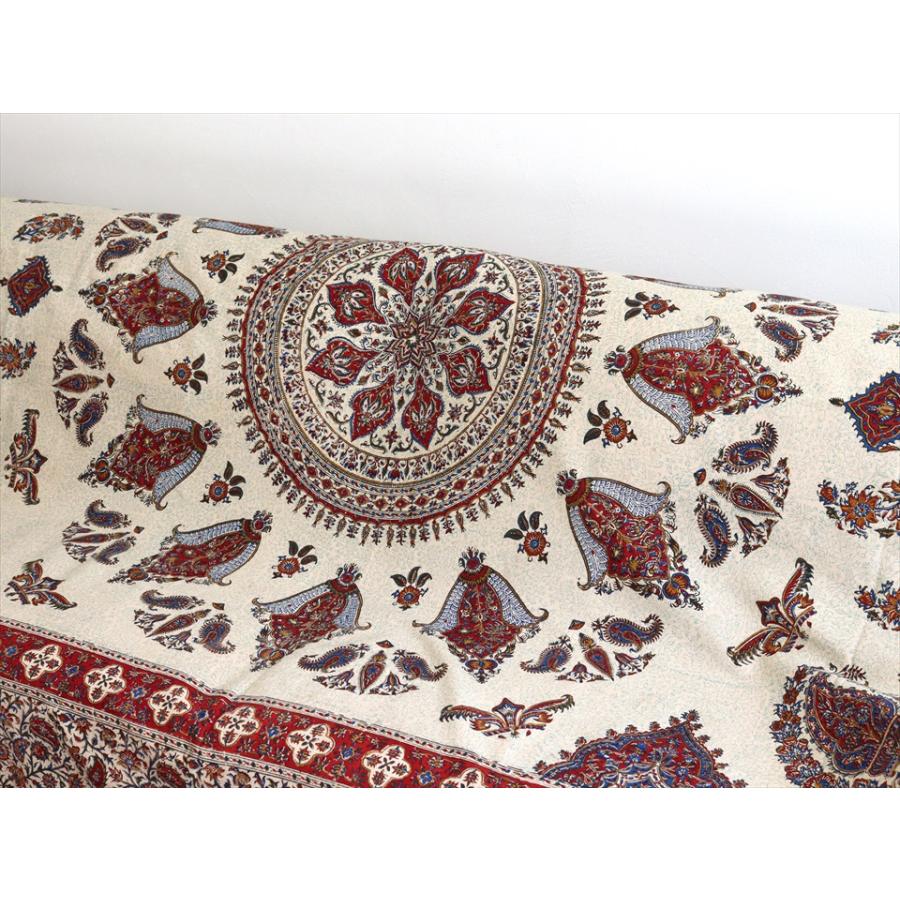ペルシャ更紗 ガラムカール 262×208cm イラン手染め布 アンバー系 ペイズリー柄 ソファーカバー コットン マルチカバー | ブランド登録なし | 03