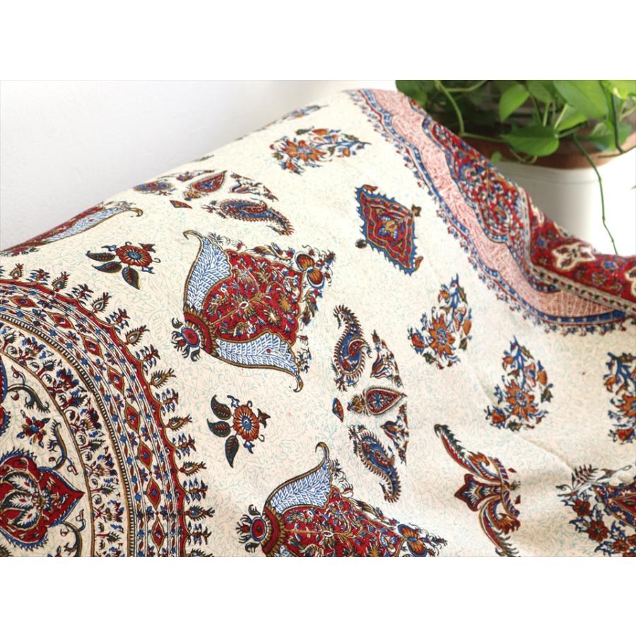 ペルシャ更紗 ガラムカール 262×208cm イラン手染め布 アンバー系 ペイズリー柄 ソファーカバー コットン マルチカバー | ブランド登録なし | 04