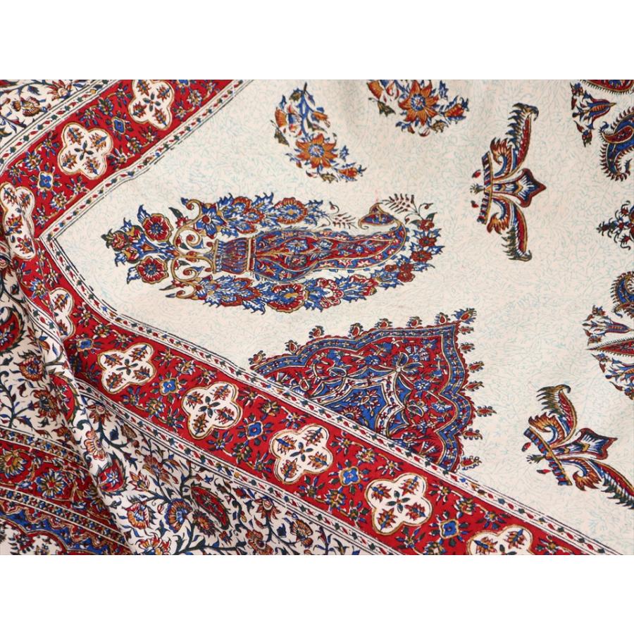 ペルシャ更紗 ガラムカール 262×208cm イラン手染め布 アンバー系 ペイズリー柄 ソファーカバー コットン マルチカバー | ブランド登録なし | 05