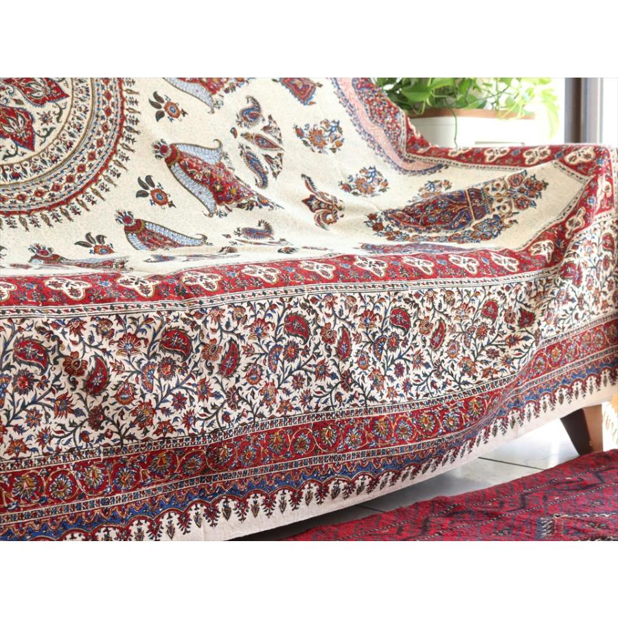 ペルシャ更紗 ガラムカール 262×208cm イラン手染め布 アンバー系 ペイズリー柄 ソファーカバー コットン マルチカバー | ブランド登録なし | 06