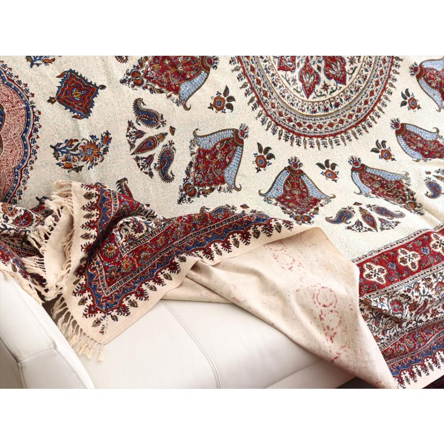ペルシャ更紗 ガラムカール 262×208cm イラン手染め布 アンバー系 ペイズリー柄 ソファーカバー コットン マルチカバー | ブランド登録なし | 07