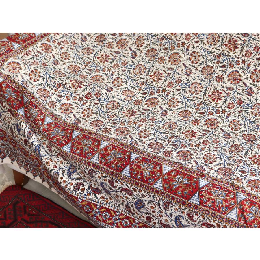 ペルシャ更紗 ガラムカール 263×208cm イラン手染め布 アンバー系 フラワー柄 ソファーカバー コットン マルチカバー | ブランド登録なし | 03