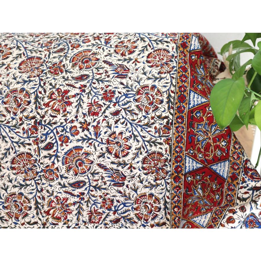 ペルシャ更紗 ガラムカール 263×208cm イラン手染め布 アンバー系 フラワー柄 ソファーカバー コットン マルチカバー | ブランド登録なし | 06