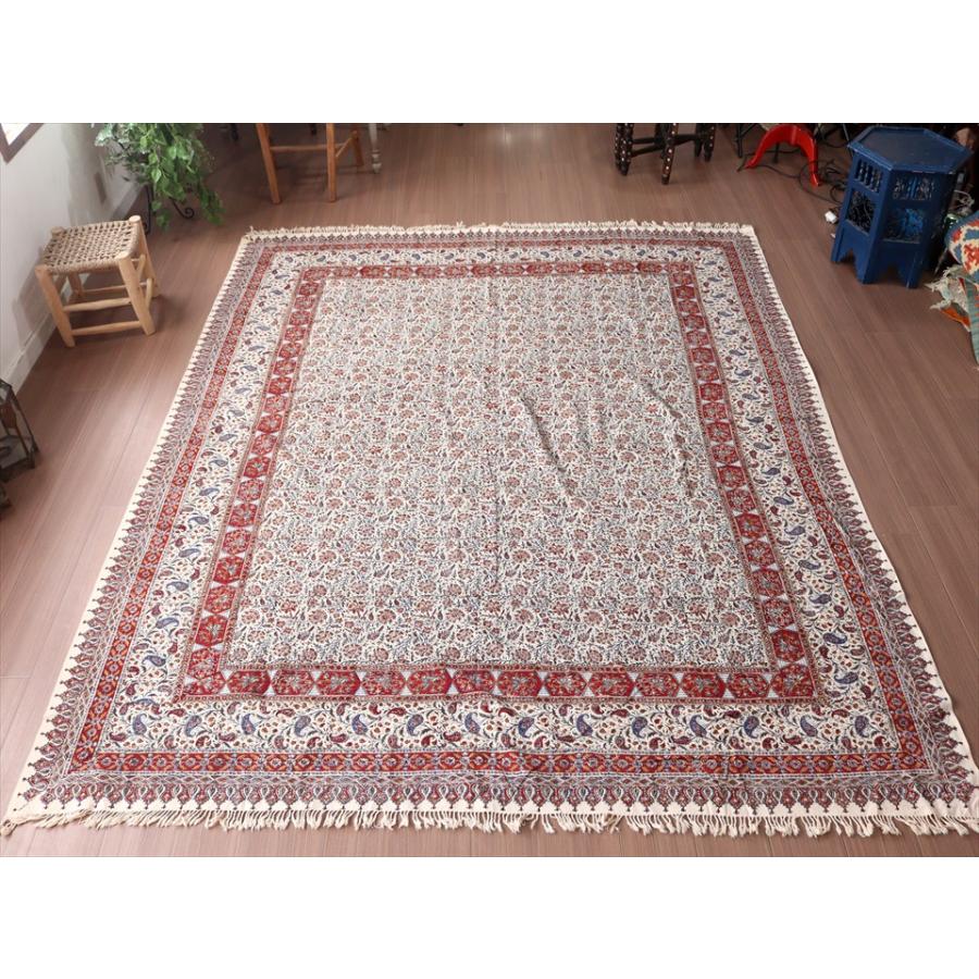 ペルシャ更紗 ガラムカール 263×208cm イラン手染め布 アンバー系 フラワー柄 ソファーカバー コットン マルチカバー | ブランド登録なし | 08