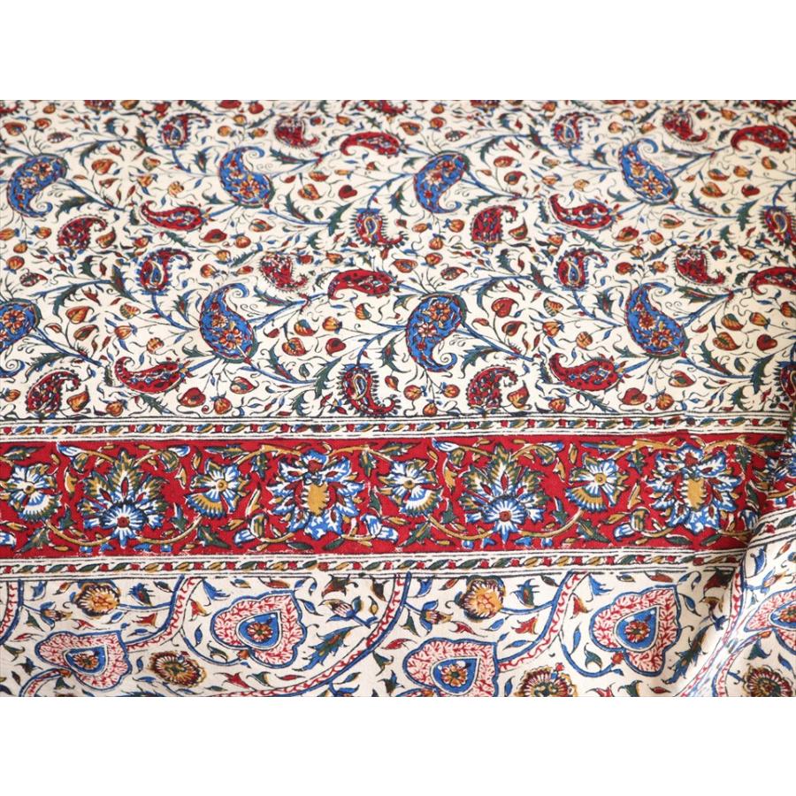 ペルシャ更紗 ガラムカール 258×203cm イラン手染め布 アンバー系 フラワー柄 ソファーカバー コットン マルチカバー | ブランド登録なし | 04