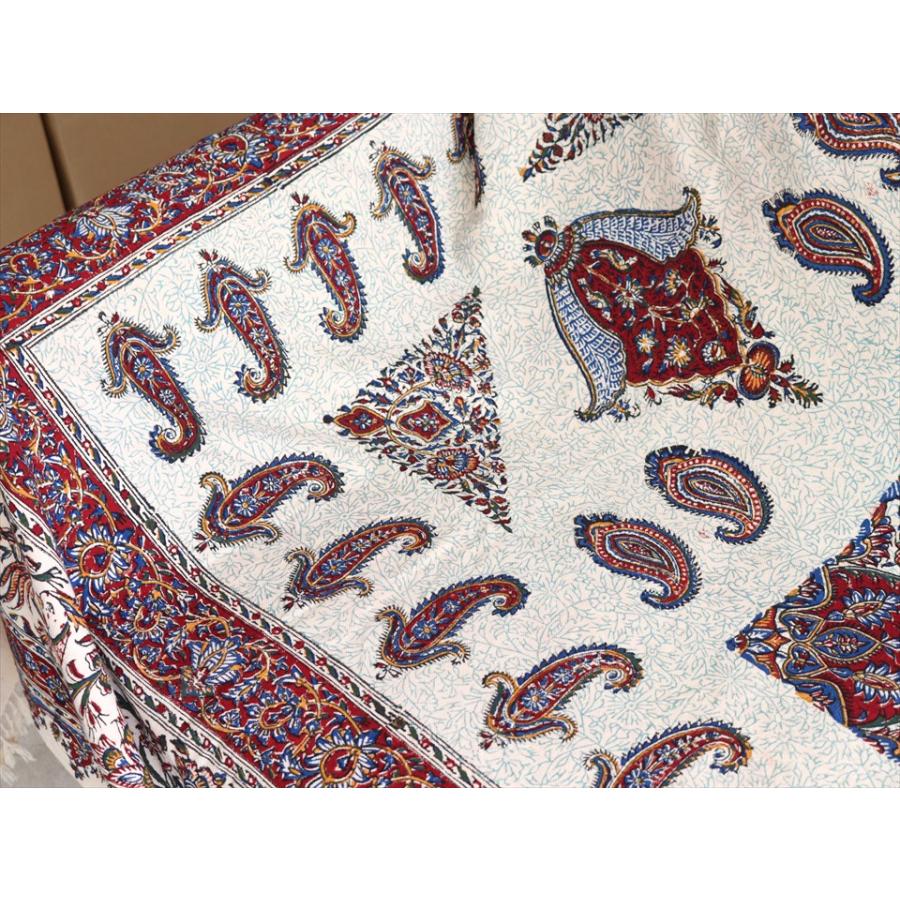 ペルシャ更紗 ガラムカール  272×206cm イラン手染め布 アンバー系 ペイズリー ソファーカバー コットン マルチカバー |  | 03