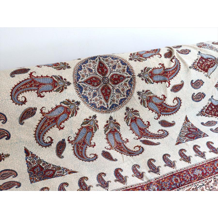 ペルシャ更紗 ガラムカール  272×206cm イラン手染め布 アンバー系 ペイズリー ソファーカバー コットン マルチカバー |  | 04