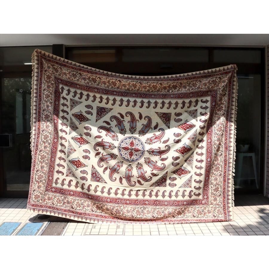 ペルシャ更紗 ガラムカール  272×206cm イラン手染め布 アンバー系 ペイズリー ソファーカバー コットン マルチカバー |  | 07