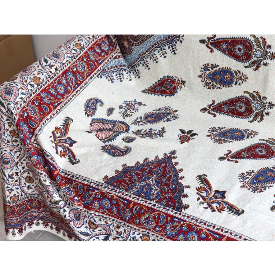 ペルシャ更紗 ガラムカール  261×207cm イラン手染め布 アンバー系 ペイズリー ソファーカバー コットン マルチカバー |  | 02