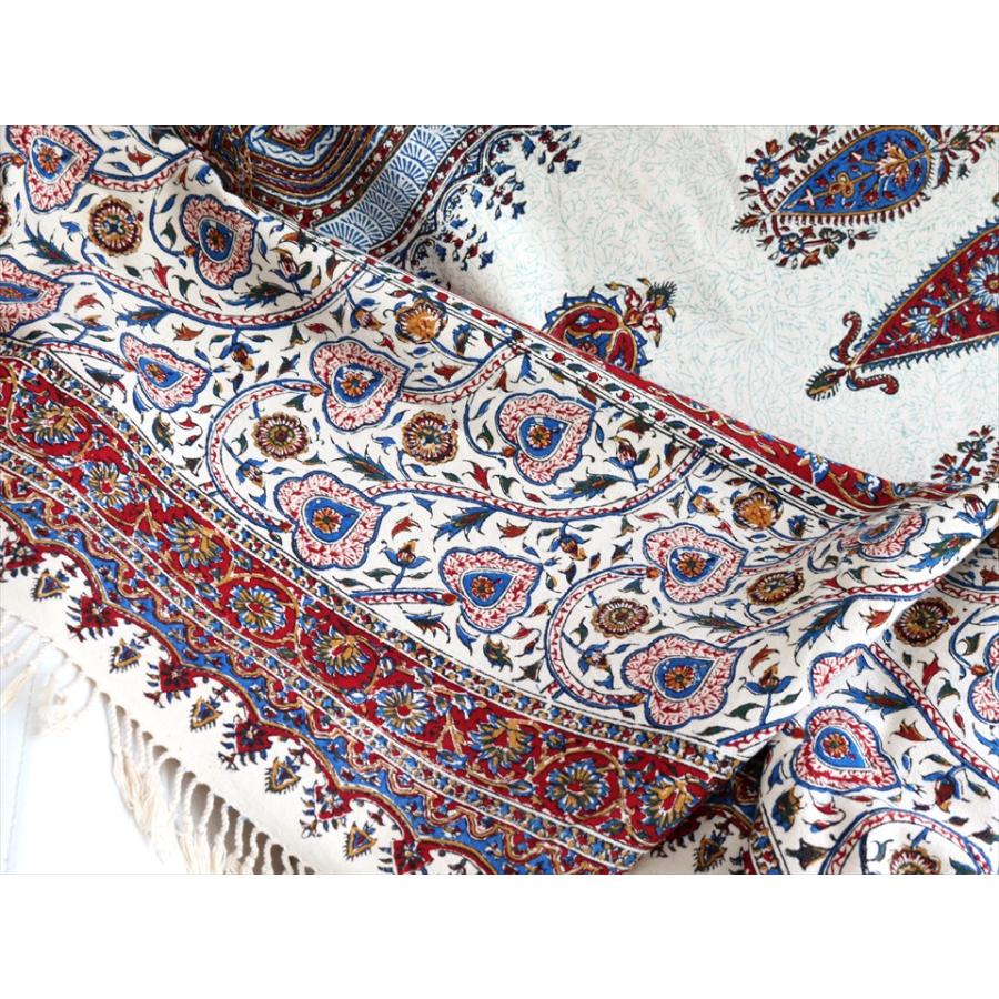 ペルシャ更紗 ガラムカール  261×207cm イラン手染め布 アンバー系 ペイズリー ソファーカバー コットン マルチカバー |  | 05
