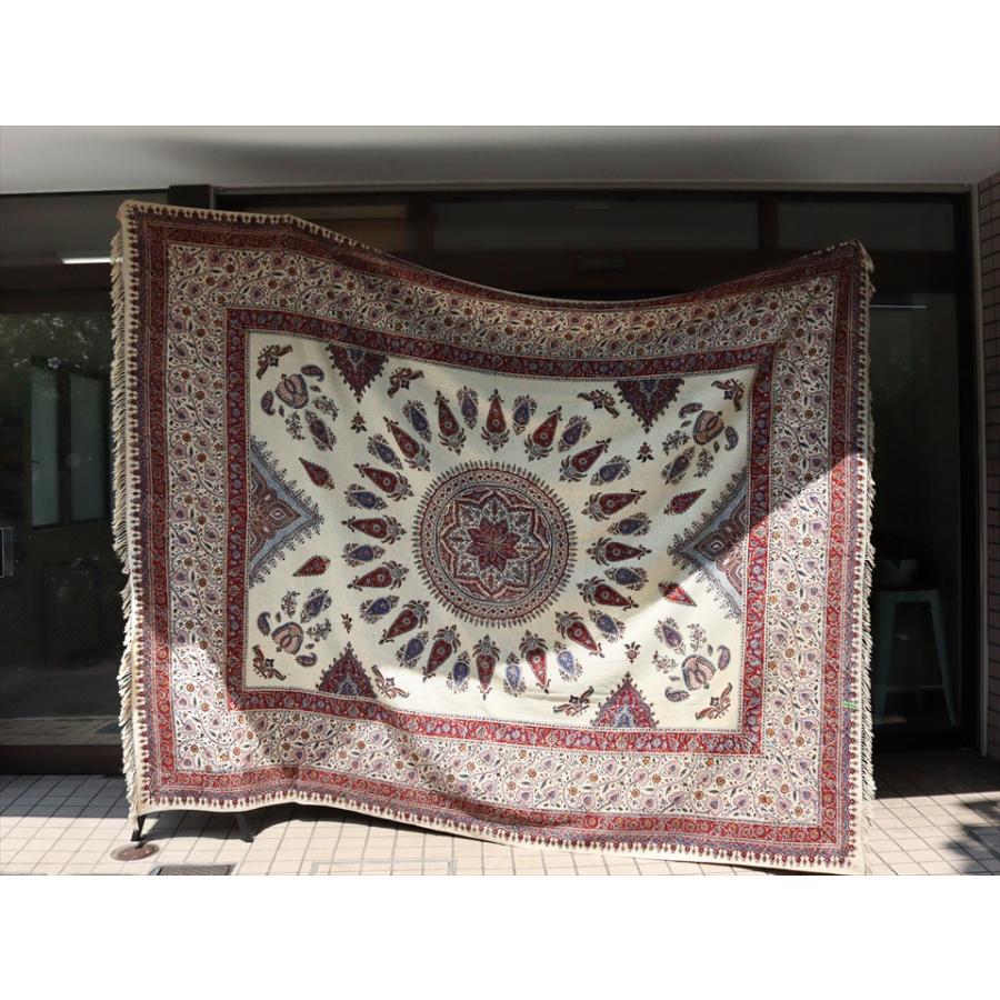 ペルシャ更紗 ガラムカール  261×207cm イラン手染め布 アンバー系 ペイズリー ソファーカバー コットン マルチカバー |  | 07