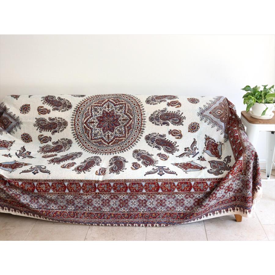 ペルシャ更紗 ガラムカール  269×206cm イラン手染め布 アンバー系 ペイズリー ソファーカバー コットン マルチカバー |  | 01