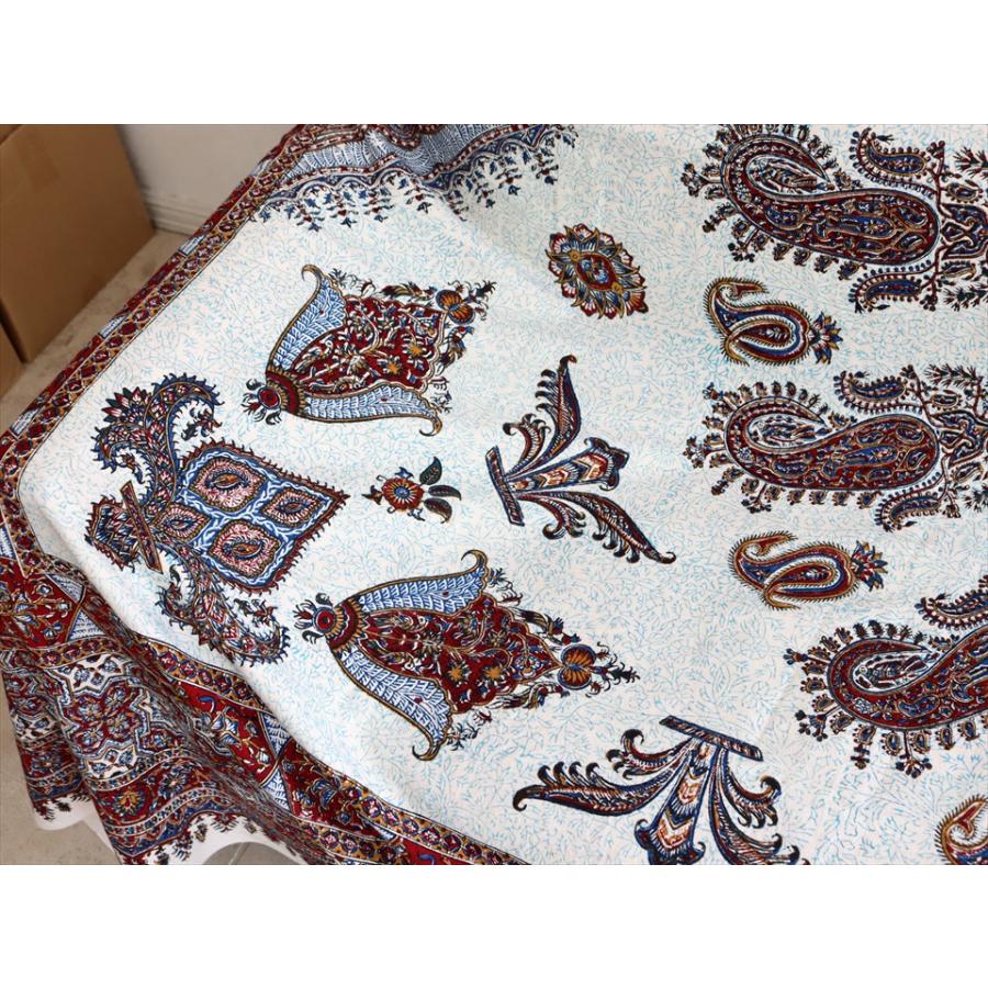 ペルシャ更紗 ガラムカール  269×206cm イラン手染め布 アンバー系 ペイズリー ソファーカバー コットン マルチカバー |  | 02