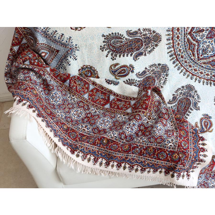 ペルシャ更紗 ガラムカール  269×206cm イラン手染め布 アンバー系 ペイズリー ソファーカバー コットン マルチカバー |  | 05