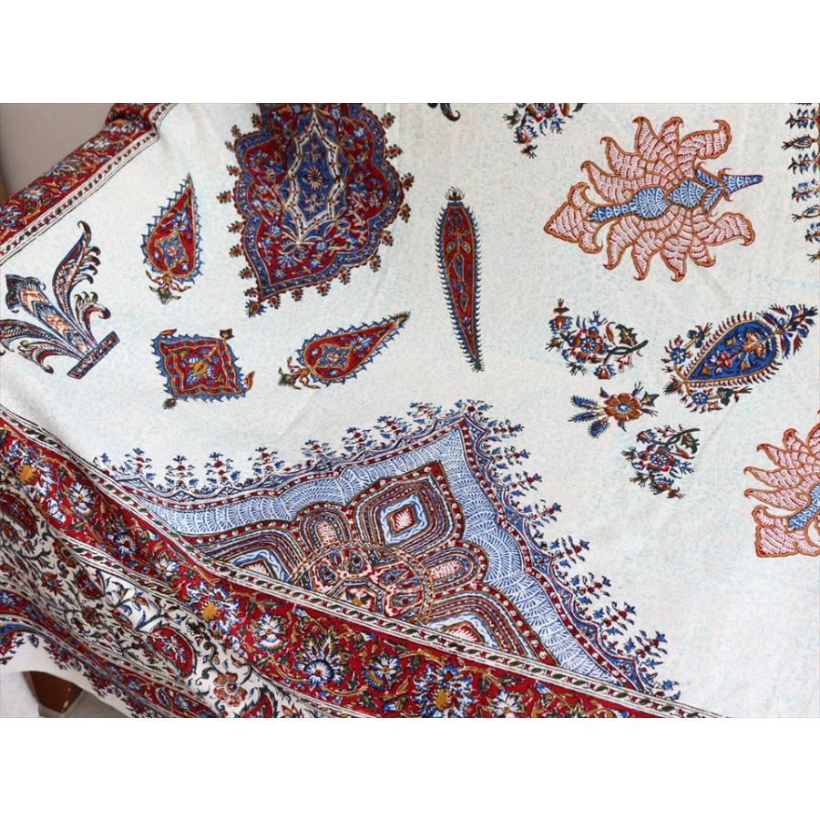 ペルシャ更紗 ガラムカール  267×210cm イラン手染め布 アンバー系 ペイズリー ソファーカバー コットン マルチカバー |  | 02