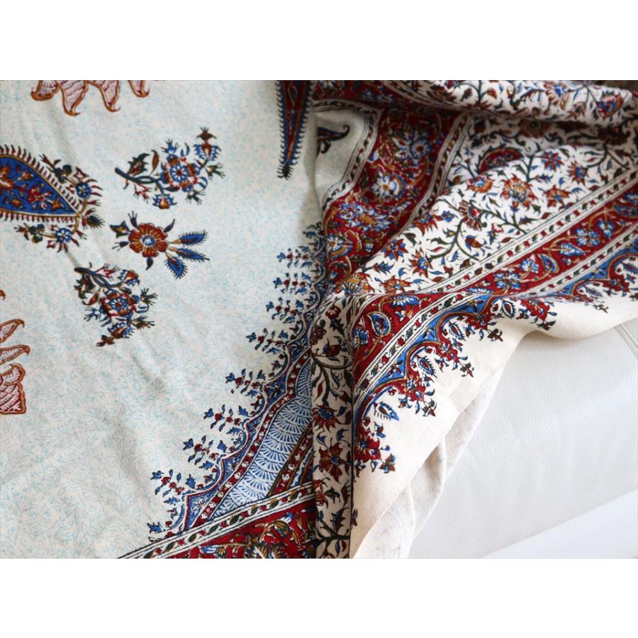 ペルシャ更紗 ガラムカール  267×210cm イラン手染め布 アンバー系 ペイズリー ソファーカバー コットン マルチカバー |  | 05