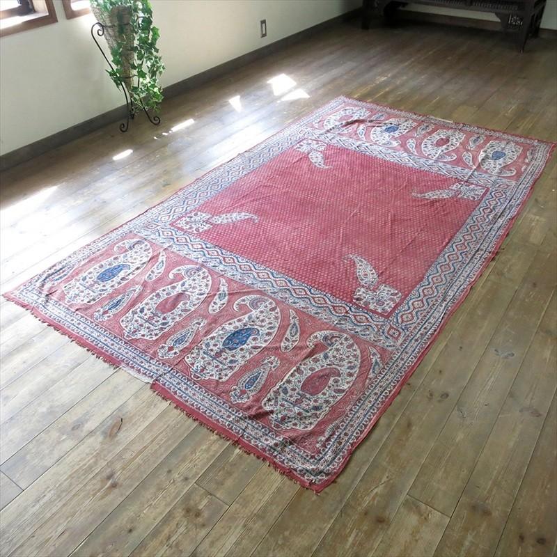 アンティーク ペルシャ更紗 古布 /ガラムカール 花と鳥とペイズリー約228x133cm | ブランド登録なし | 01