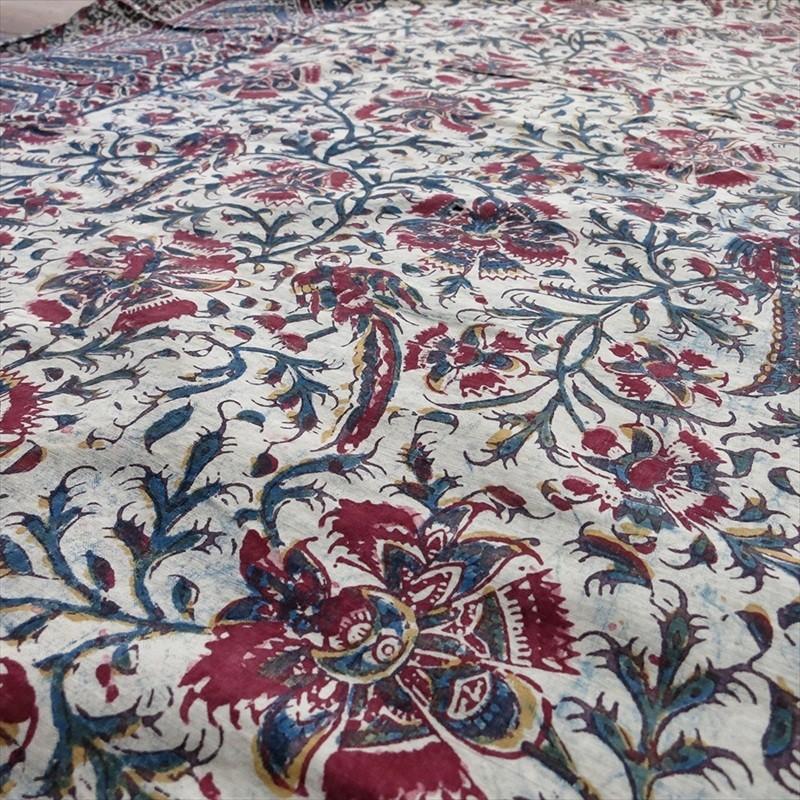 アンティーク ペルシャ更紗 古布 /ガラムカール 花と鳥/裏布付き約103x97cm | ブランド登録なし | 02