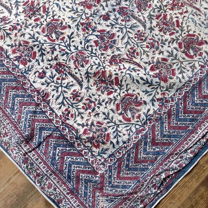 アンティーク ペルシャ更紗 古布 /ガラムカール 花と鳥/裏布付き約103x97cm | ブランド登録なし | 04