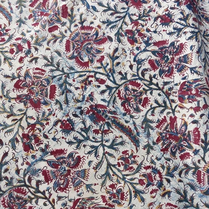 アンティーク ペルシャ更紗 古布 /ガラムカール 花と鳥/裏布付き約103x97cm | ブランド登録なし | 05