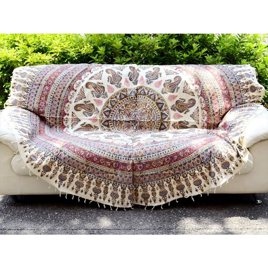 ガラムカール ペルシャ更紗 220cm円形ラウンド 206cm アンティーク 