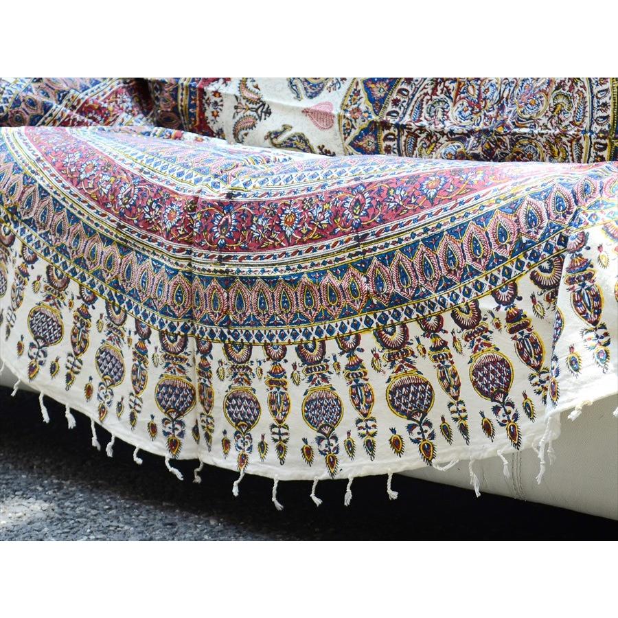 ガラムカール ペルシャ更紗 220cm円形ラウンド 206cm アンティーク 