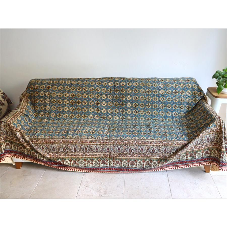 ペルシャ更紗 イラン手染め布 274x204cm アンティークデザイン