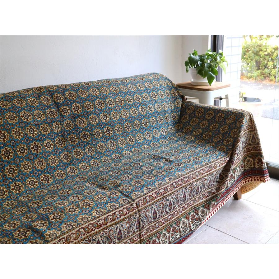 ペルシャ更紗 イラン手染め布 274x204cm アンティークデザイン