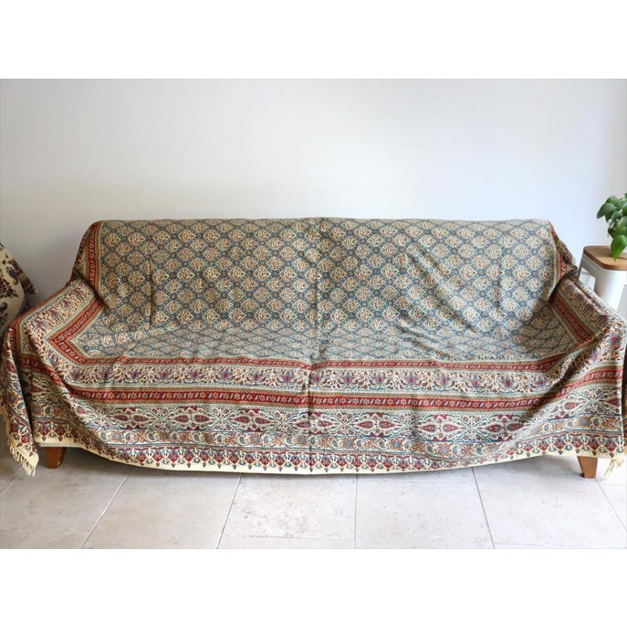 ペルシャ更紗 イラン手染め布 271x208cm アンティークデザイン