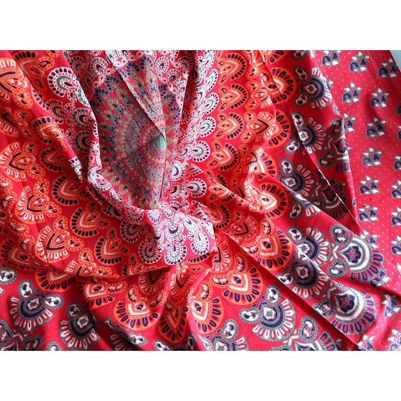 曼荼羅（まんだら)マルチクロス　シングル 200x133cm カレイドスコープ　オレンジ/レッド インド製/綿100％ | ブランド登録なし | 04