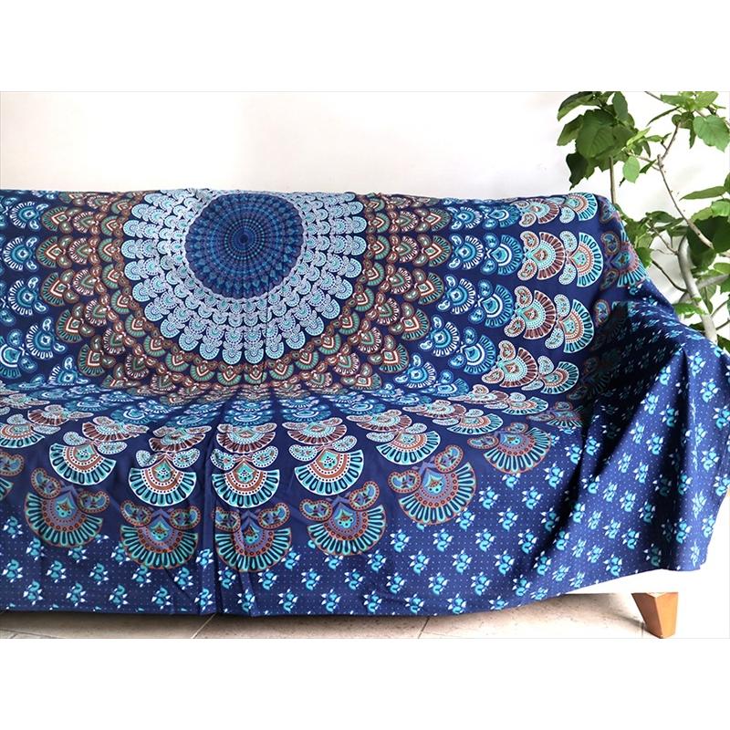 曼荼羅（まんだら)マルチクロス　ダブル 215x205cm アナスタシア　ターコイズ/ブルー インド製/綿100％ | ブランド登録なし | 02