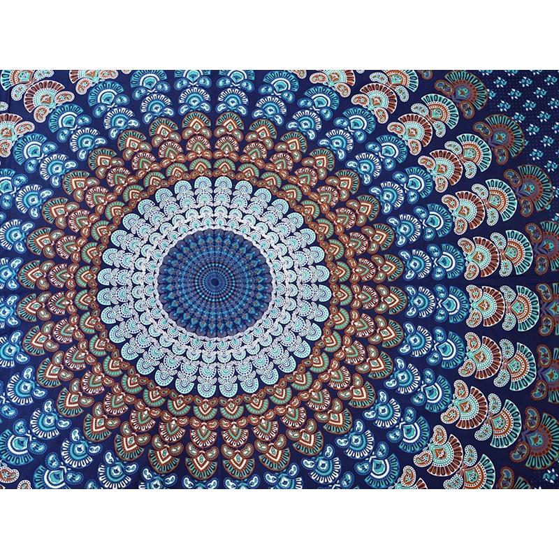 曼荼羅（まんだら)マルチクロス　ダブル 215x205cm アナスタシア　ターコイズ/ブルー インド製/綿100％ | ブランド登録なし | 05