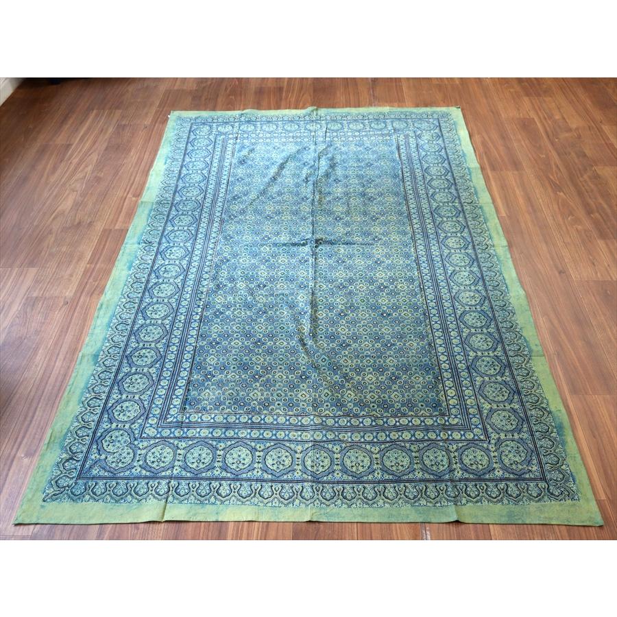 アジュラク染 ブルー インド更紗 ブロックプリント ベッドカバー ソファカバー |  | 06