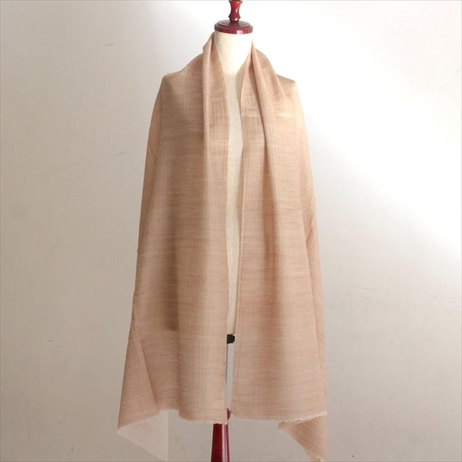 カシミアストール・手織り/大判サイズ 206x70cm ベージュ&アイボリーのリバーシブル/1点もの | ブランド登録なし | 01