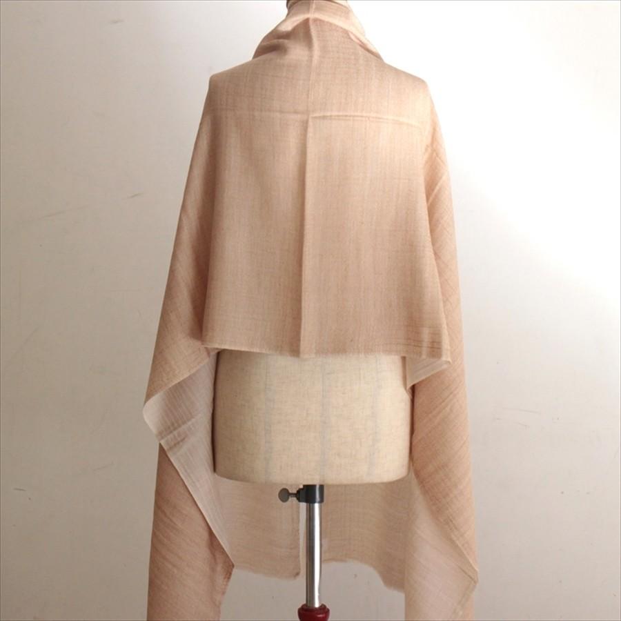 カシミアストール・手織り/大判サイズ 206x70cm ベージュ&アイボリーのリバーシブル/1点もの | ブランド登録なし | 02