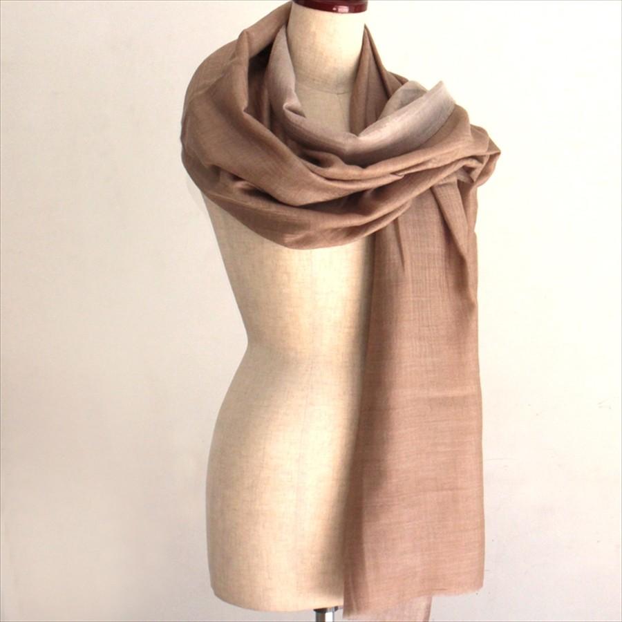 カシミアストール・手織り/大判サイズ 206x72cm うす茶/1点もの | ブランド登録なし | 03