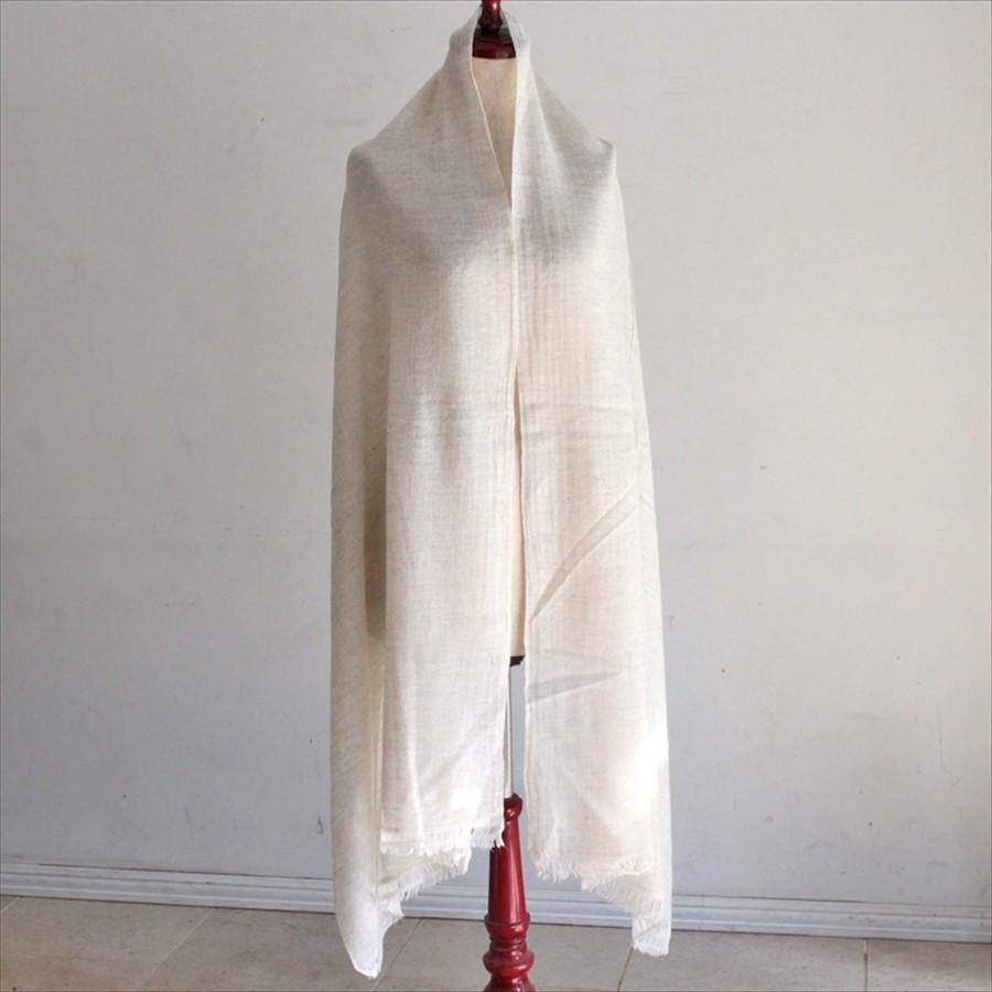 カシミアストール・手織り/大判サイズ 210x68cm アイボリー/1点もの | ブランド登録なし | 01